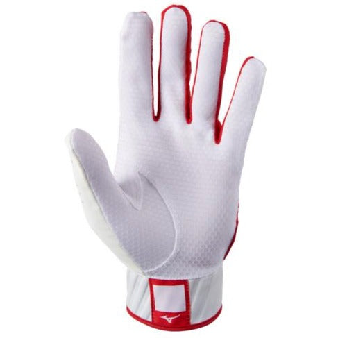 Mizuno-Youth MVP Batting Glove/White/Red