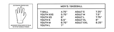 Mizuno MVP Youth Baseball Batting Glove-Black-Size Chart-Base 2 Base Sports