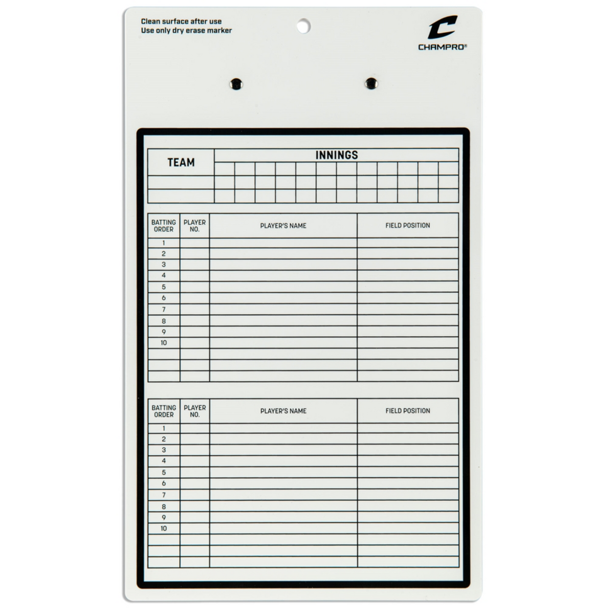 Champro Baseball/Softball Coach's board- Dry Erase with Marker