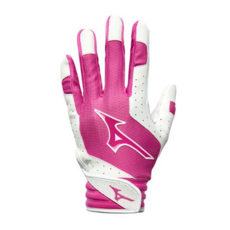 Mizuno Finch Batting Gloves in pink and white