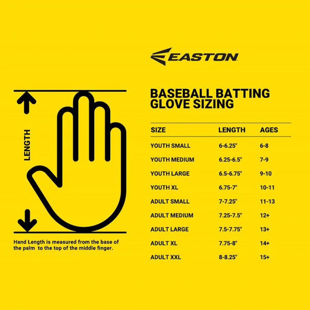 Easton Hand size chart 
