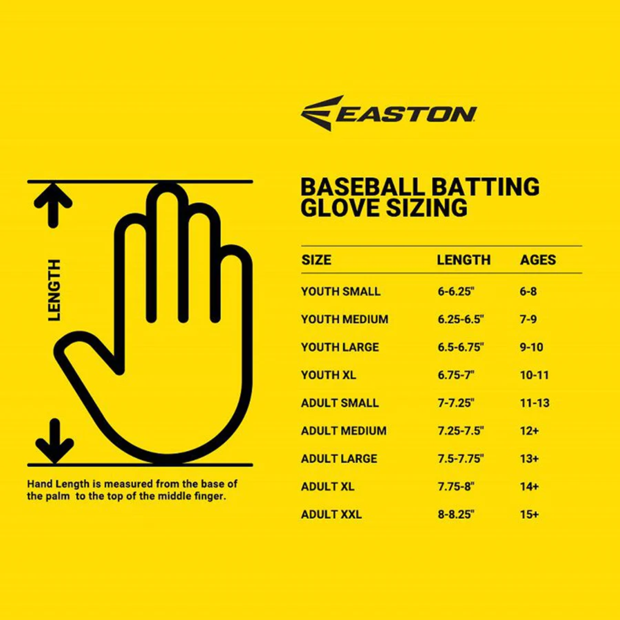 Easton Hand size chart 