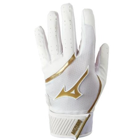 Mizuno-Youth MVP Batting Glove/White/Gold
