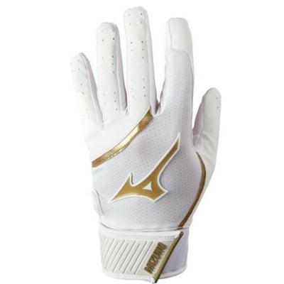 Mizuno-Youth MVP Batting Glove/White/Gold