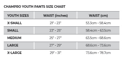 Champro Youth Pants Size Chart_Base 2 Base Sports