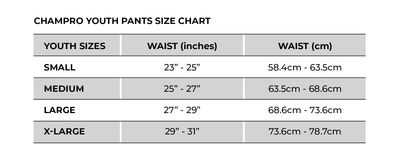 Champro Youth Pants Size Chart_Base 2 Base Sports