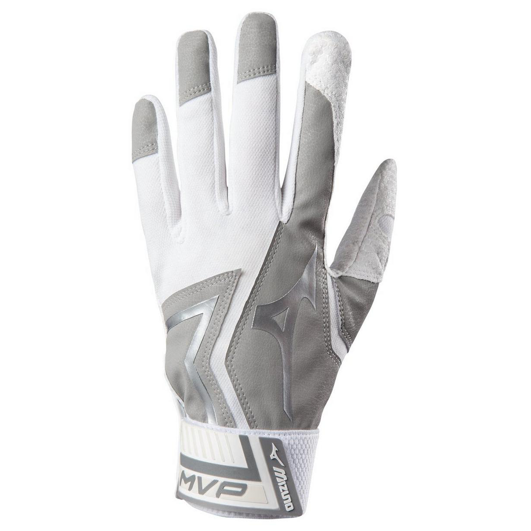 Mizuno MVP Youth Baseball Batting Glove-White-330410-Base 2 Base Sports