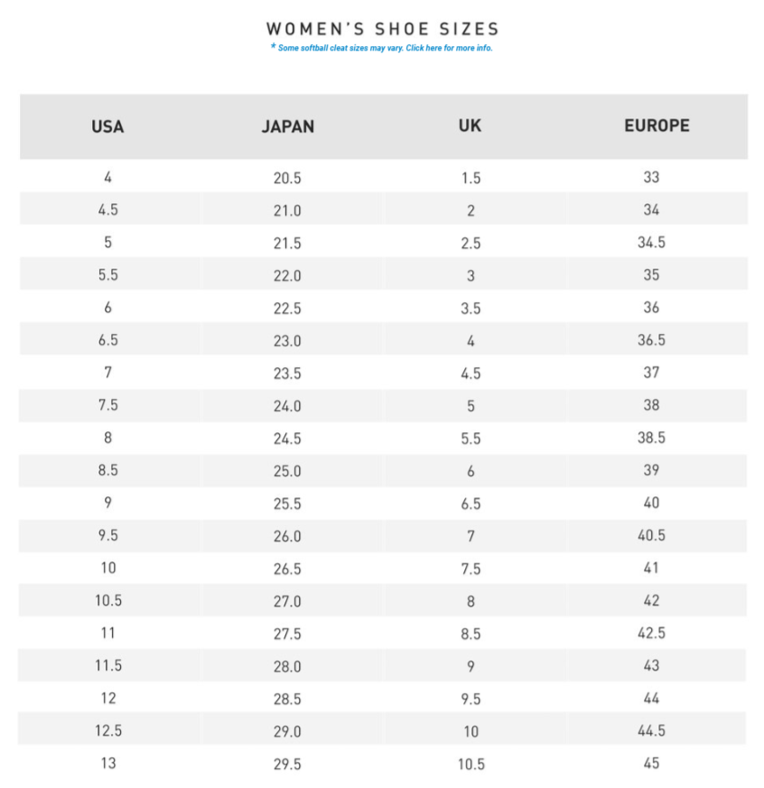 Mizuno womens softball pants top size chart