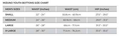 Mizuno clothing size guide discount