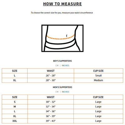 Athletic supporter shop cup sizing