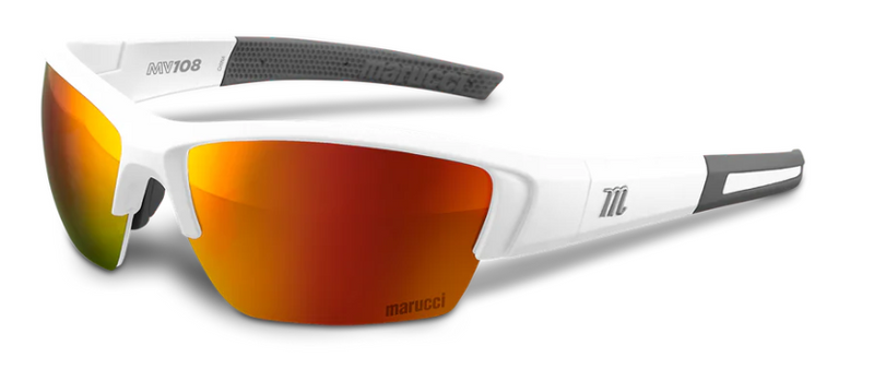 Marucci-MV108 2.0 Performance Sunglasses Matte White - Green/Red Mirror